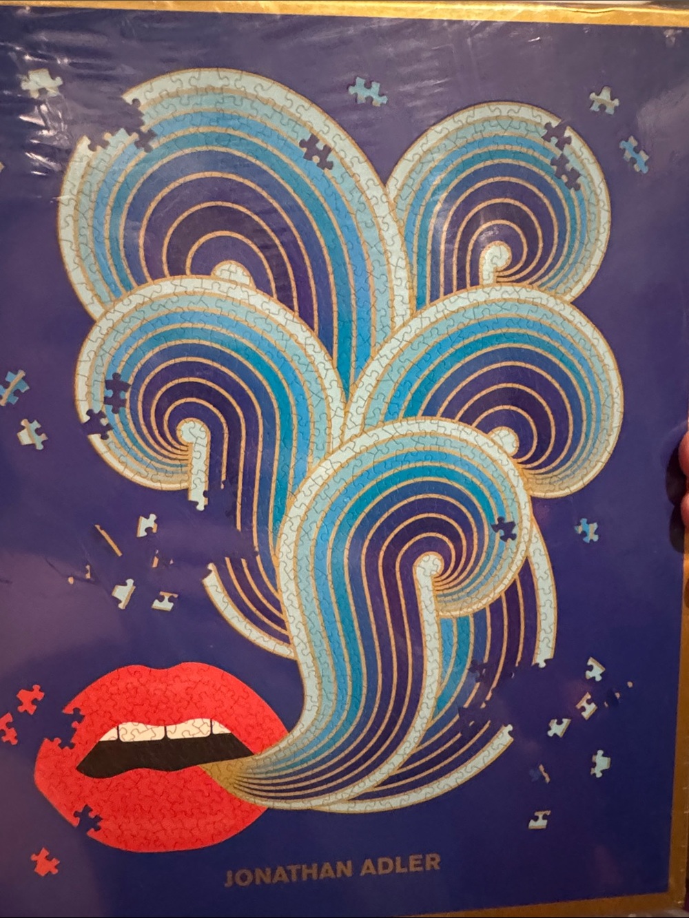 Jonathan Adler Blue & Red Pop Art Lips Puzzle